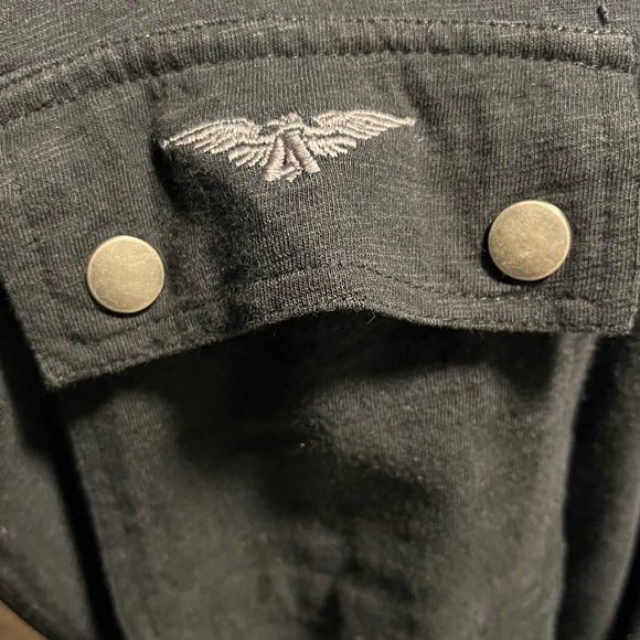 Vintage Avirex Black Cotton Zip-Up Flight Jacket Sz S Military Utility Epaulet - Picture 6 of 6